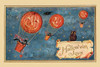 American postcard for the Holiday of Halloween showing black cats riding in baskets under hot air balloon pumpkins. Poster Print by unknown - Item # VARBLL0587319070