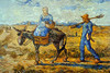 Morning with farmer and pitchfork; his wife riding a donkey and carrying a basket Poster Print by Vincent Van Gogh - Item # VARBLL0587256397