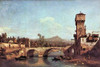 Medieval Town with Tower, and bridge over a River Poster Print by Canaletto - Item # VARBLL0587253851