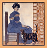 A woman sits on a chair holding a book with a cat looking on. Poster Print by  Edward Penfield - Item # VARBLL058741510x