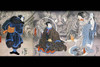 A Japanese triptych of ghosts, a monster cat, and two characters of legend. Poster Print by Kuniyoshi Utagawa - Item # VARBLL0587299932