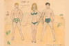 Two hunky men in tight swim trunks stand next to a bikini clad female on the beach. Poster Print by Norma Kramer - Item # VARBLL0587247932