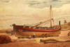 Children sit below a large drydocked boat on the beach Poster Print by Kronheim & Dalziels - Item # VARBLL0587316381