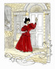 A woman knocks on a door holding a letter behind her back. Cupids watch through the window. Poster Print - Item # VARBLL0587417404