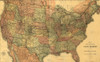 continental United States indicating drainage, relief by hachures, international and state boundaries, cities & towns, forts, roads, and the railroad network. Poster Print - Item # VARBLL058759145L
