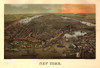 Bird's-eye view of New York with Battery Park in the foreground and ships in the harbor. Poster Print - Item # VARBLL058756984L