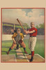 batter standing at home plate with catcher and umpire awaiting the pitch; view is from the pitcher's mound, with grandstand visible in the background. Poster Print by Calvert - Item # VARBLL0587235748