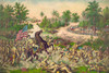 battle scene with American troops in the foreground advancing on Filipino troops behind earthworks. Poster Print - Item # VARBLL0587237686