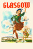 Airline travel poster for Glasgow, Scotland showing a man playing the bagpipe and a woman in a kilt dancing. Poster Print by unknown - Item # VARBLL0587392800