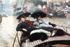 Two women and a man relax under blankets on a boat sporting a Union Jack as they float down past London docks on the Thames with large vessels surrounding them Poster Print by James Tissot - Item # VARBLL0587255870