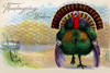 The sender of the vintage postcard is obviously the one conveying wished for the Thanksgiving feast because the turkey probably will not enjoy the holiday as much. Poster Print by unknown - Item # VARBLL0587229411