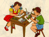 Boy & Girl Draw pictures at a table Poster Print - Item # VARBLL058759498L