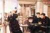 A young girl with binoculars looks out over the bay while her father, the ship's master and a young man sit on a desk behind on the dock or veranda Poster Print by James Tissot - Item # VARBLL0587255684