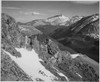 View of barren mountains with snow "Long's Peak Rocky Mountain National Park" Colorado. 1933 - 1942 Poster Print by Ansel Adams - Item # VARBLL0587401001