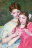 Woman seated holds her daughter in her arms and clasps her fingers Poster Print by Mary  Cassatt - Item # VARBLL058725808X