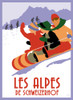 Les Alpes De Schweizerhof; children on a sled in the Alps at a Swiss Resort Poster Print by Schweizerhof - Item # VARBLL0587393726