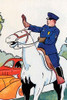 A police officer on horseback waves to people. Poster Print by Julia Letheld Hahn - Item # VARBLL0587274700