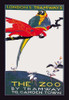 London Tramways advertising poster for travel to the zoo.  Two large macaws dominate the poster but below are flamingoes and pelicans. Poster Print by Van Jones - Item # VARBLL058701489x