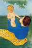 Woman seated on a lawn holds her infant up in her arms looking endearingly at the child Poster Print by Mary  Cassatt - Item # VARBLL0587258063