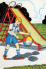 A boy plays with a ball next to the slide. Poster Print by Julia Letheld Hahn - Item # VARBLL0587274433