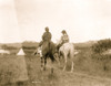 Two daughters of a chief on horseback, riding away from camera toward tents in background Poster Print - Item # VARBLL058747000L