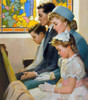 A family attends church services and lowers their heads in prayer.  Art by William Andrew Loomis Poster Print by Andrew Loomis - Item # VARBLL0587429909