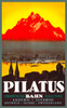 This original travel poster features a stunning view of the Pilatus mountain over Lucerne, Switzerland and the "Lake of the four cantons." Made for the Bahn Railway by printer A. Traub & Cie, Aaren. Poster Print by unknown - Item # VARBLL0587390395
