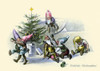 German card Xmas, Elves surrounding a tree Poster Print - Item # VARBLL0587394080