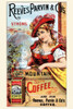 Victorian trade card for Reeves, Parvin & Co. Mountain Coffee.  A woman holds a steaming cup of coffee. Poster Print by unknown - Item # VARBLL0587391987