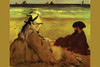 Man and woman relax on the beach looking out at sailboats Poster Print by Eduard  Manet - Item # VARBLL0587258837