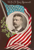 Postcard showing a bust-portrait of President Theodore Roosevelt surrounded by the U.S. flag and a laurel branch. Poster Print by Unknown - Item # VARBLL0587240253