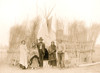 Five Arapaho Indians, standing outside a tipi surrounded by a brush fence. Poster Print - Item # VARBLL058751318L