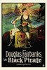 Douglas Fairbanks as a pirate holds a sword and sits on a treasure Chest  with a pistol in his cummerbund and a pirate ship in the background Poster Print - Item # VARBLL058762065L