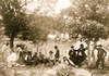 Men gathered at Gettysburg, Pennsylvania, for the laying of the cornerstone of the Soldier's National Monument on the anniversary of the Battle of Gettysburg, men on left are preparing food. Poster Print - Item # VARBLL058745661L