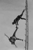 Two Tokyo Firefighters display acrobatic skill on very high bamboo ladders Poster Print - Item # VARBLL058746084L