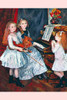 Three Children by the piano, one holds a violin and bow, the other sits on the piano bench hitting the ivory keys and a third a youngest holds on to the side of the piano Poster Print by Pierre-August  Renoir - Item # VARBLL0587255072