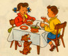 Boy & Girl Have Breakfast Poster Print - Item # VARBLL058759496L Boy & Girl Have Breakfast Poster Print - Item # VARBLL058759496L