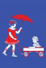 The cover art for a developmental reading book showing a girl pulling a little wagon and holding and umbrellas. Poster Print by Julia Letheld Hahn - Item # VARBLL0587274417