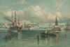 View of New York Harbor with the Brooklyn Bridge in the background. Poster Print by unknown - Item # VARBLL0587238453