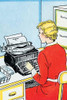 A secretary or typist uses a typewriter to compose a letter. Poster Print by Julia Letheld Hahn - Item # VARBLL0587274905