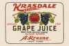 The A. Kranse wholesale distributor of New York, poured this pint bottle of grape juice.  This is the original bottle label from this Kransdale brand drink. Poster Print by Unknown - Item # VARBLL0587239522