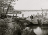 Washington, D.C. Georgetown ferry-boat carrying wagons, and Aqueduct Bridge beyond, from rocks on Mason's Island Poster Print - Item # VARBLL058753349L