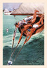 Three sailors struggling to reach bailing bucket, art by Gregory d_Alessio.  Cover of Life magazine, July 1936. Poster Print by Gregory d_Alessio - Item # VARBLL0587073195