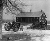 Farmer Drives Ford Tractor in yard Poster Print