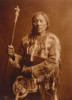 Running Rabbit, Native man, half-length portrait, standing, facing front, holding staff. Poster Print
