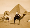 Egypt, Great Pyramid, sphinx, man on camel Poster Print - Item # VARBLL058754091L
