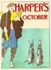A man wearing sporting gear reads Harper's New Monthly Magazine, watched by two rabbits. Poster Print by  Edward Penfield - Item # VARBLL0587412941