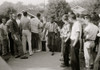 African American boy walking through a crowd of white boys during a period of violence related to school integration. Poster Print - Item # VARBLL0587633360