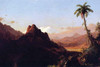 Palm tree juts from mountain crag in the foreground of an Andes valley and high snowcapped mountains in the rear Poster Print by Frederic Edwin Church - Item # VARBLL0587261196