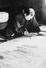 A Japanese man paints with a bamboo brush on a large canvas. Poster Print by unknown - Item # VARBLL0587239700